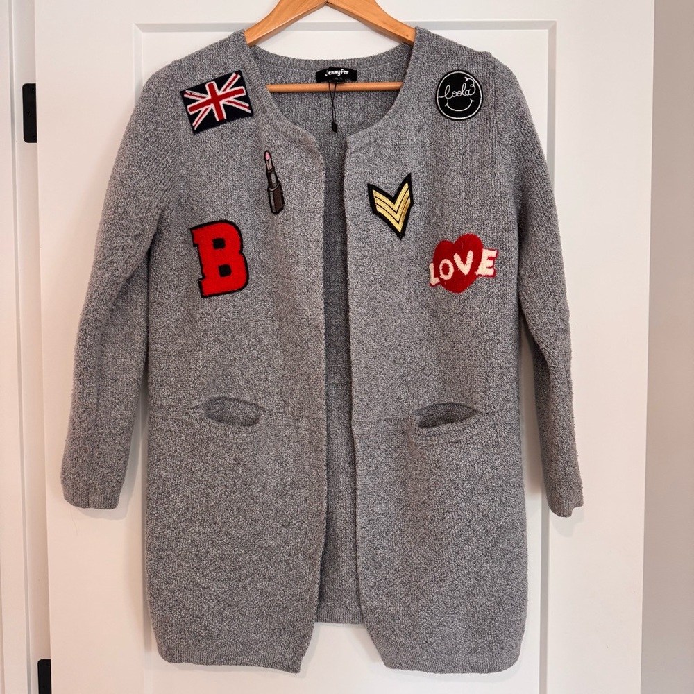 Jennyfer grey patchwork cardigan